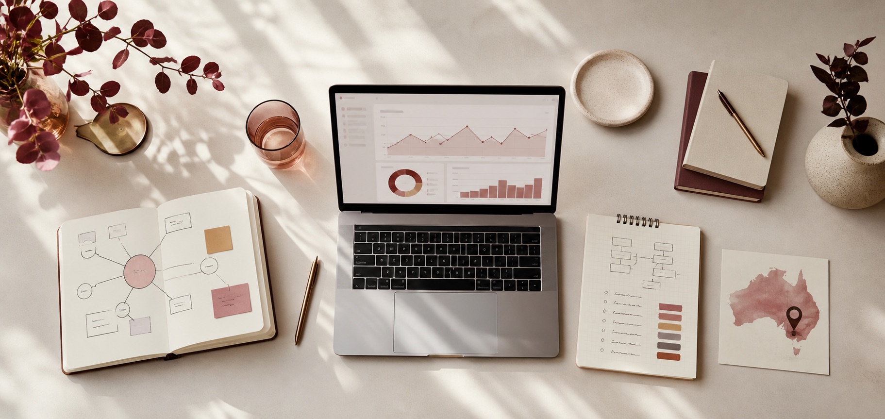 SEO strategy workspace with search performance and local search planning