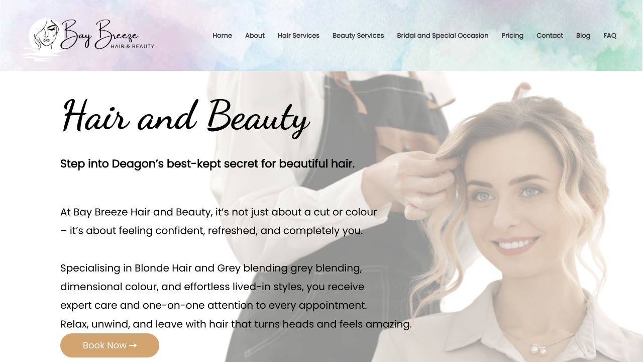 Bay Breeze Hair and Beauty website design by Field of Digital