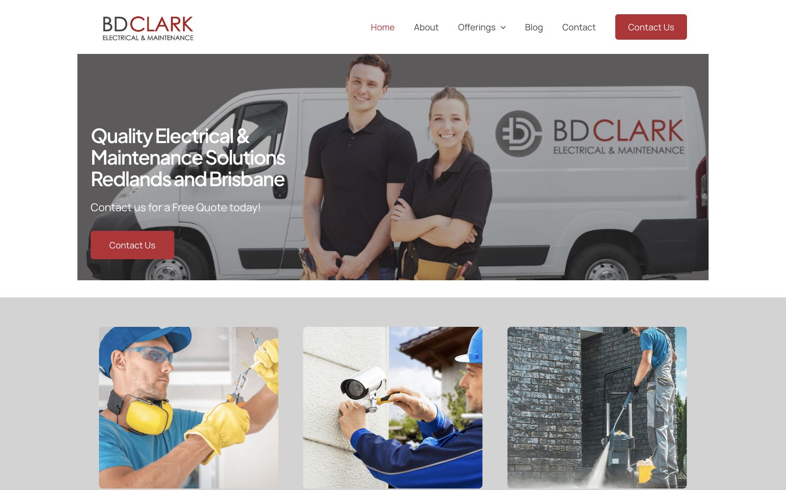 BD Clark Electrical client website preview