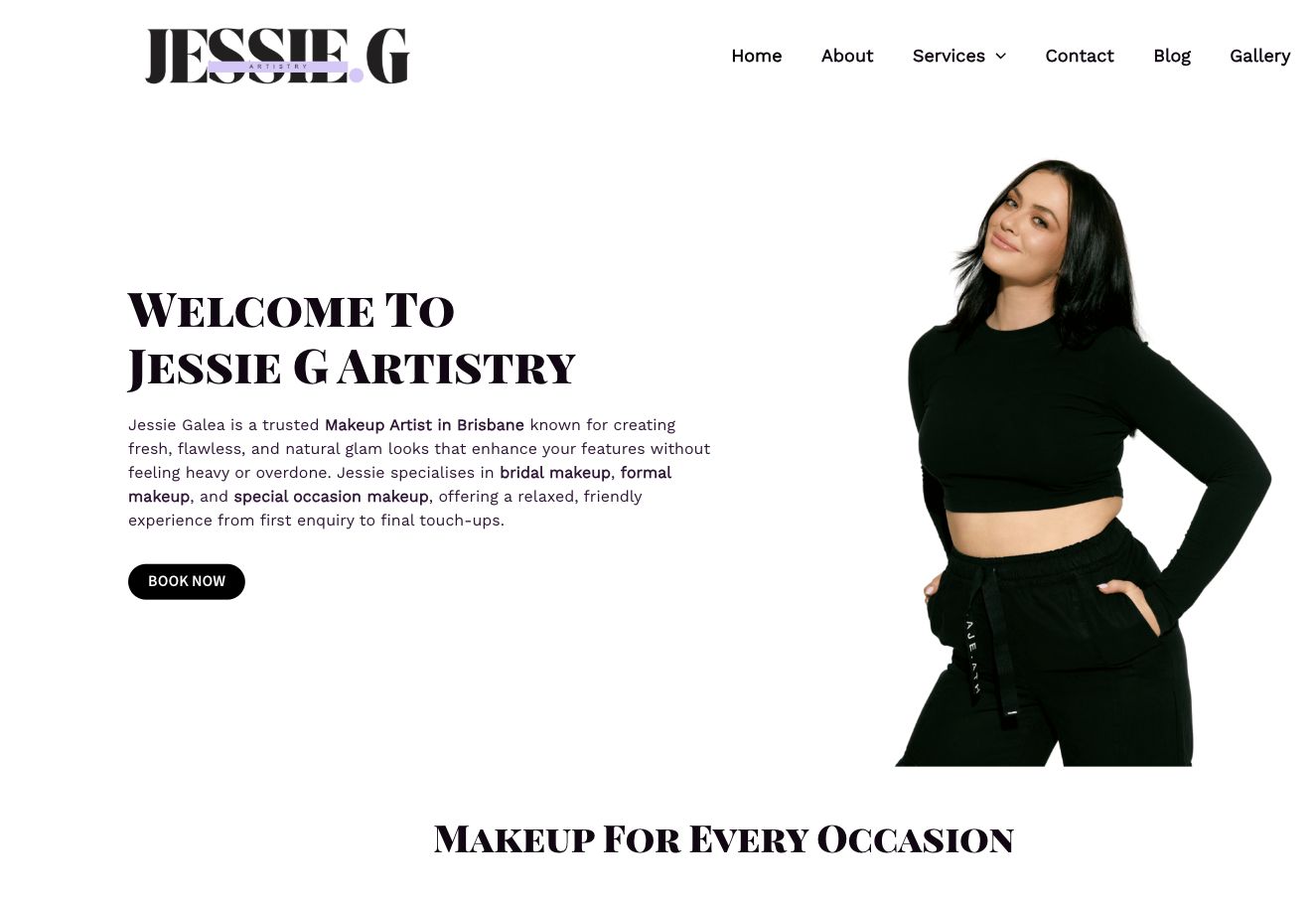 Jessie G Artistry landscape website preview