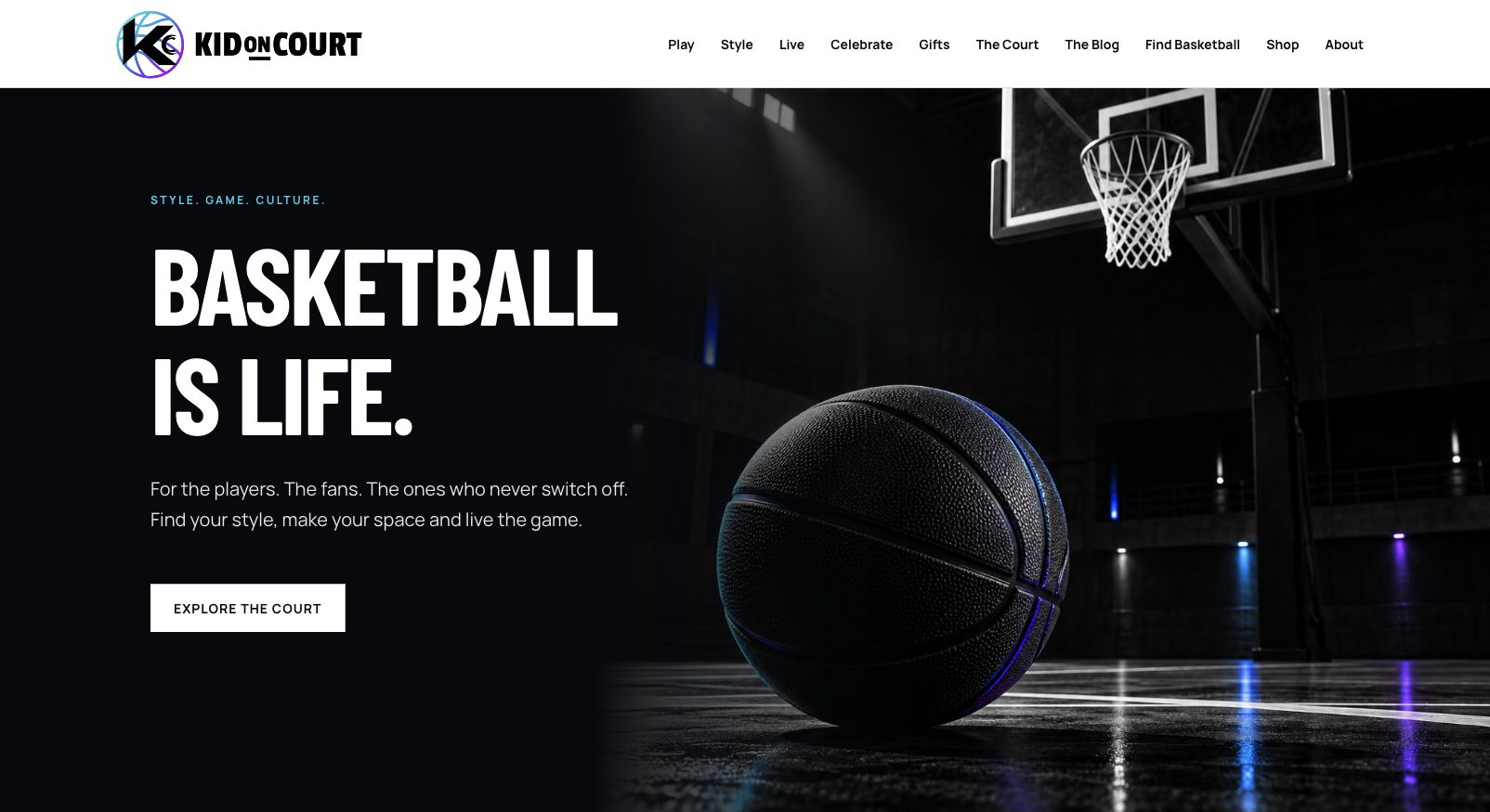 Kid on Court landscape website preview