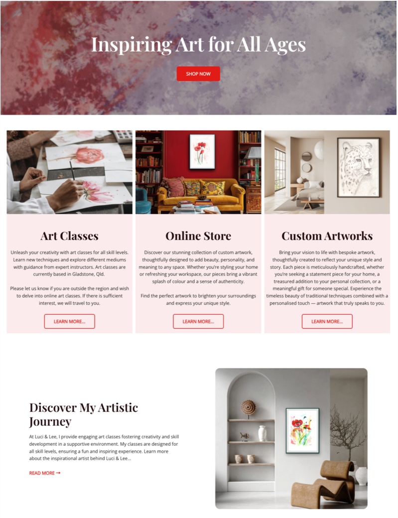 Luci and Lee preserved original website design