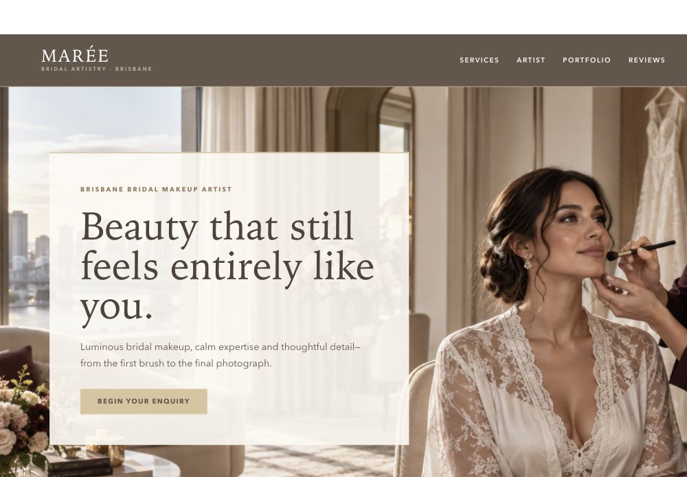Makeup Artist Launch Site demonstration website homepage