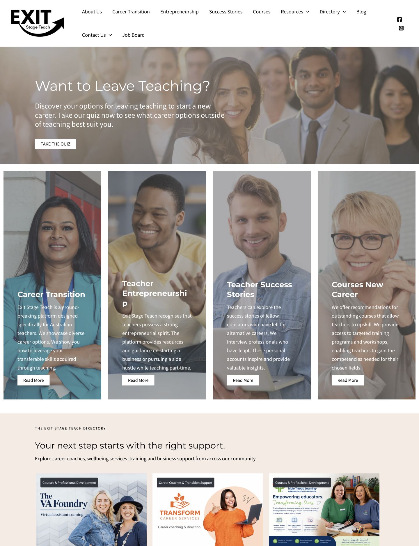 Exit Stage Teach website design