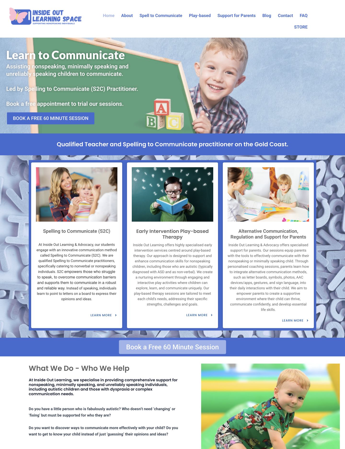 Inside Out Learning Space website design